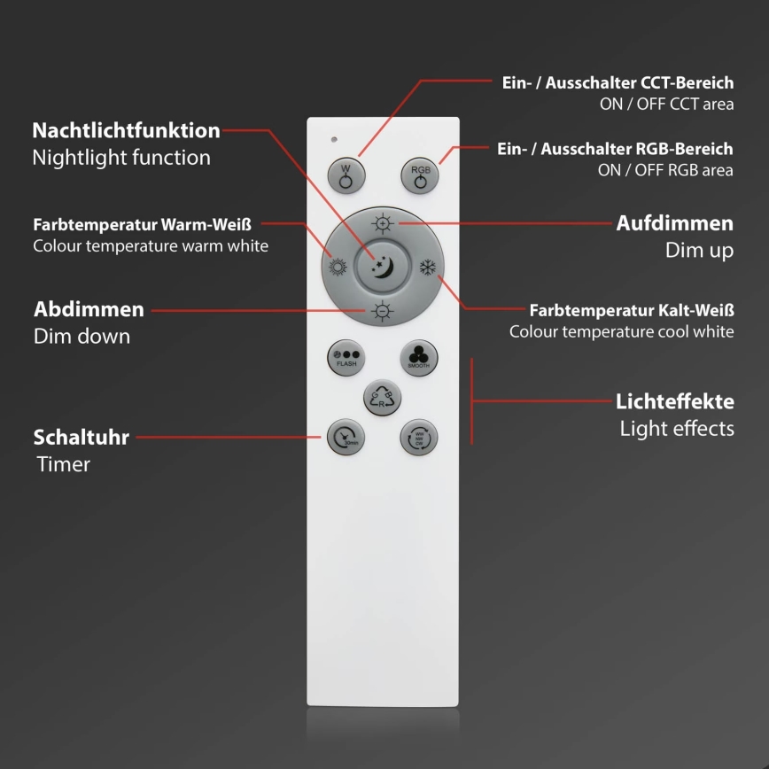 Brilo - LED RGB Aptumšojama griestu lampa CENTRO LED/24W/230V 2700-6500K Wi-Fi Tuya + tālvadības pults