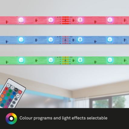 Brilo - LED RGB Aptumšojama josla 11,5m LED/24W/230V + tālvadības pults