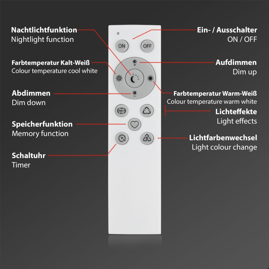 Brilo - LED RGBW Aptumšojama galda lampa LED/9W/230V 3000-6500K Wi-Fi Tuya + tālvadības pults
