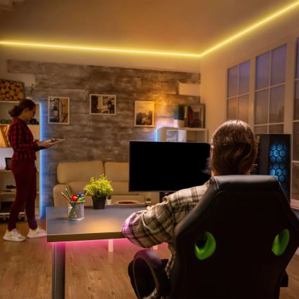 Brilo - LED RGBW Aptumšojama josla MUSIC 6,65m LED/18W/230V Wi-Fi Tuya + tālvadības pults