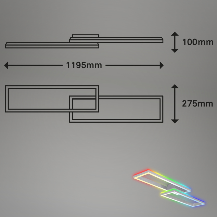 Brilo - LED RGBW Aptumšojama virsapmetuma lustra FRAME 2xLED/21W/230V 2700-6500K + tālvadības pults