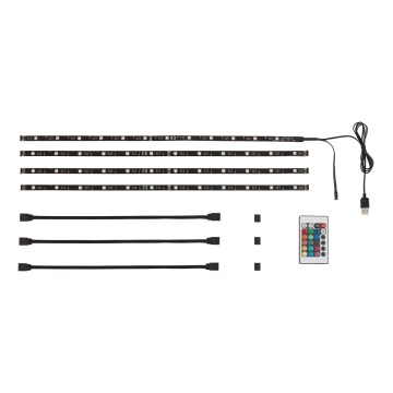 Brilo - LED RGBW Regulējama gaismas lente TV 3m LED/2,5W/USB + tālvadības pults