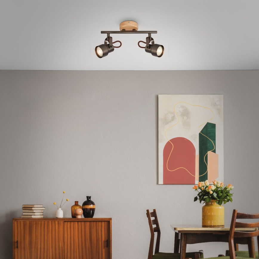 Brilo - LED spotgaismeklis TAHUN 2xGU10/5W/230V 3000K brūns