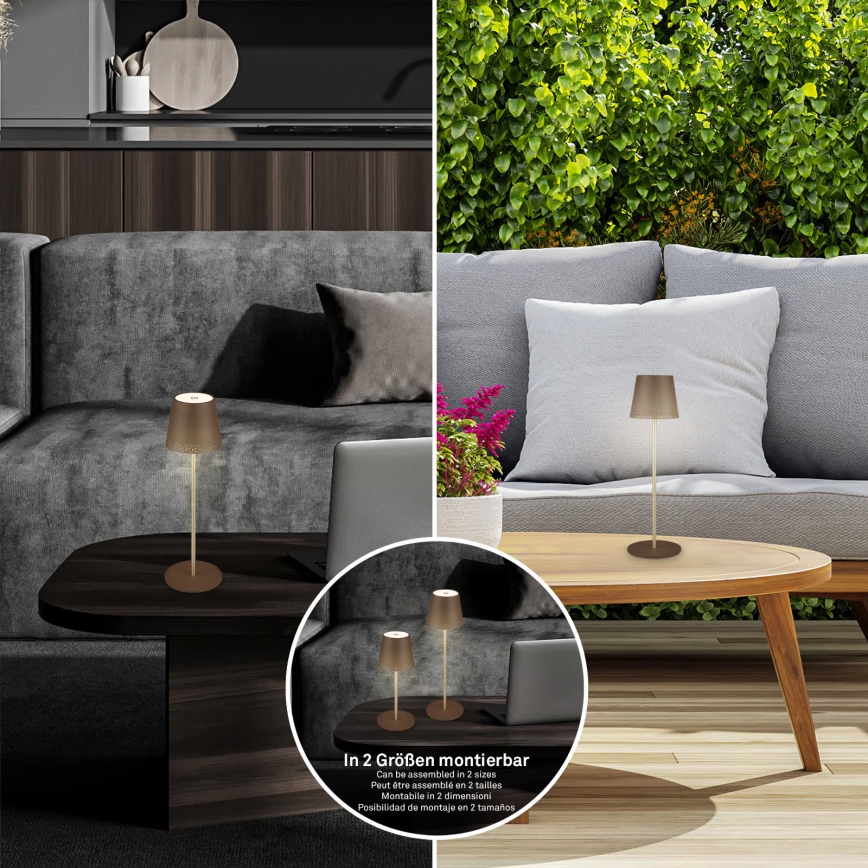 Brilo - LED regulējama uzlādējama skārienjūtīga āra galda lampa KIKI LED/2,6W/5V IP44 2600 mAh brūna