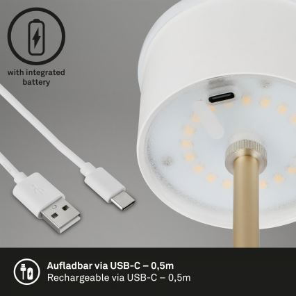 Brilo - LED regulējama uzlādējama skārienjūtīga āra galda lampa KIKI LED/2,6W/5V IP44 2600 mAh brūna