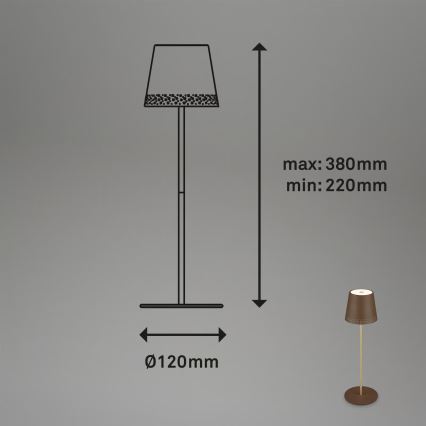 Brilo - LED regulējama uzlādējama skārienjūtīga āra galda lampa KIKI LED/2,6W/5V IP44 2600 mAh brūna