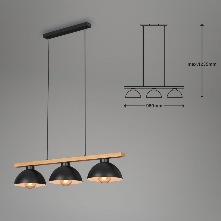 Brilo - Lustra ar auklu 3xE27/40W/230V gumijkoks