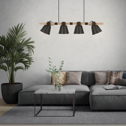 Brilo - Lustra ar auklu TALLE 4xE27/40W/230V gumijkoks