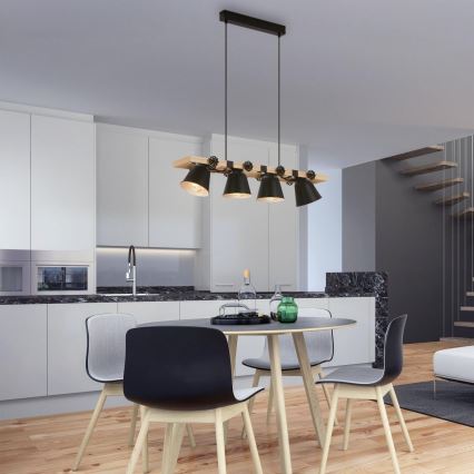 Brilo - Lustra ar auklu TALLE 4xE27/40W/230V gumijkoks