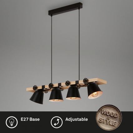 Brilo - Lustra ar auklu TALLE 4xE27/40W/230V gumijkoks
