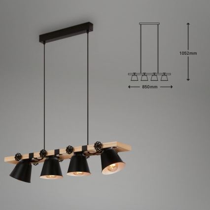 Brilo - Lustra ar auklu TALLE 4xE27/40W/230V gumijkoks