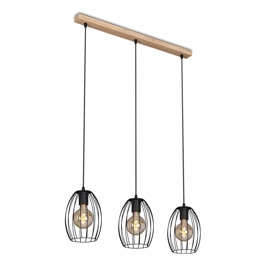 Brilo - Lustra ar auklu WAKTU 3xE27/60W/230V gumijkoks