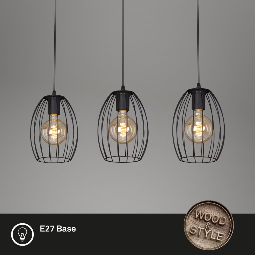 Brilo - Lustra ar auklu WAKTU 3xE27/60W/230V gumijkoks