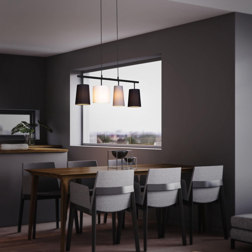 Brilo - Lustra uz kabeļa 4xE27/40W/230V melna/pelēka/balta