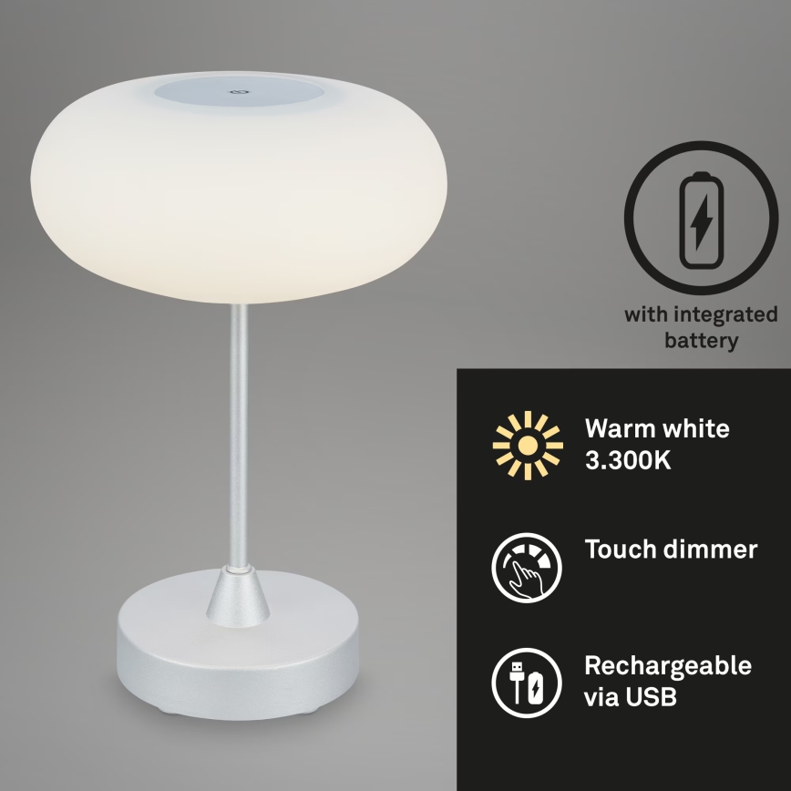 Brilo - LED dimējama āra uzlādējamā galda lampa OLANA LED/3W/5V 3300K IP44 2000 mAh