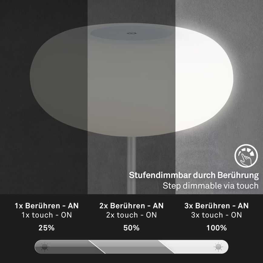 Brilo - OLANA LED uzlādējamā āra galda lampa ar regulējamu spilgtumu LED/3W/5V IP44