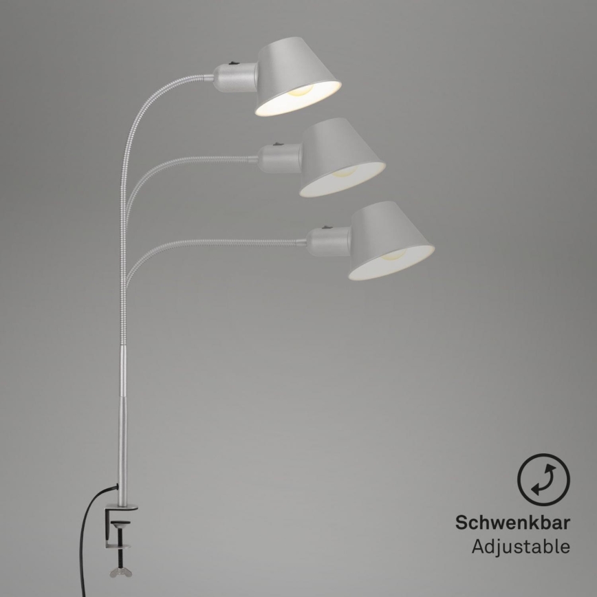 Brilo - Pielāgojama galda lampa ar stiprinājumu 1xE27/10W/230V sudraba