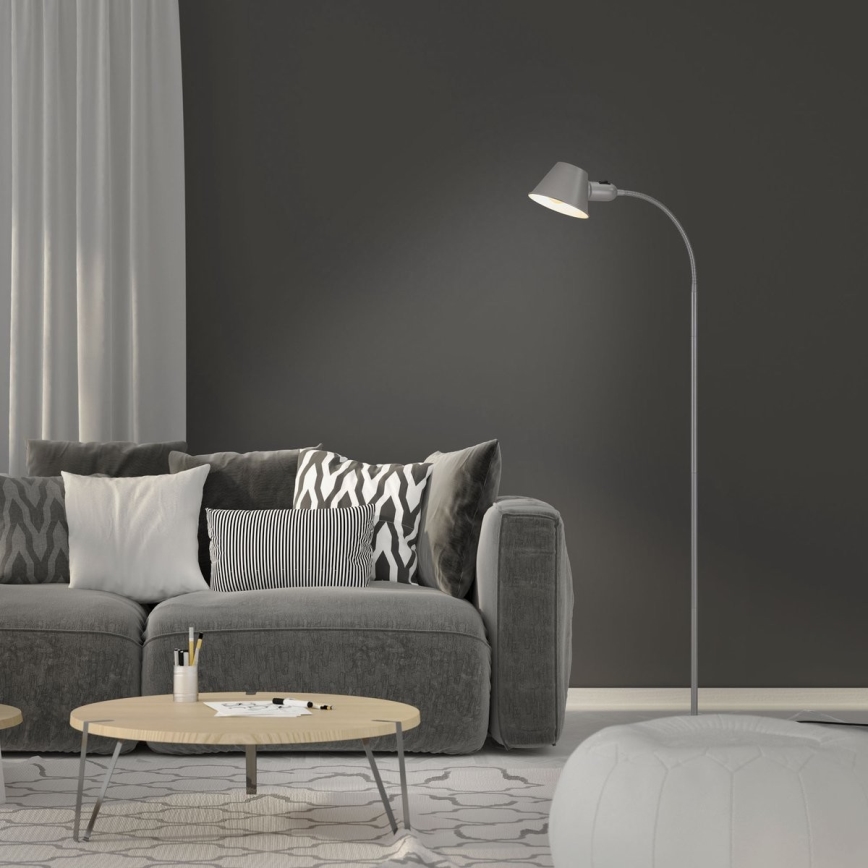 Brilo - Pielāgojama grīdas stāvlampa 1xE27/10W/230V sudraba