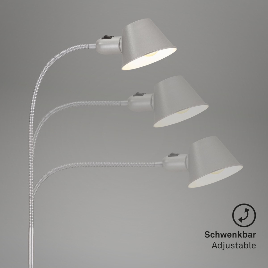 Brilo - Pielāgojama grīdas stāvlampa 1xE27/10W/230V sudraba