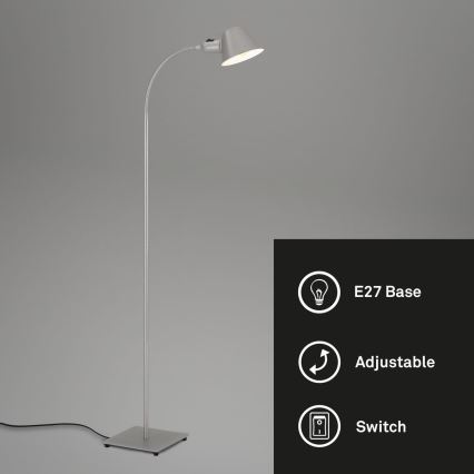 Brilo - Pielāgojama grīdas stāvlampa 1xE27/10W/230V sudraba