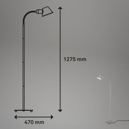 Brilo - Pielāgojama grīdas stāvlampa 1xE27/10W/230V sudraba