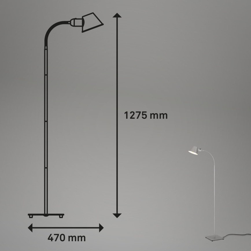 Brilo - Pielāgojama grīdas stāvlampa 1xE27/10W/230V sudraba