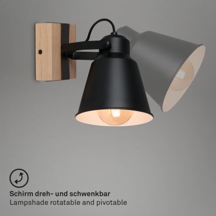 Brilo - Sienas starmetis TALLE  1xE27/40W/230V gumijkoks