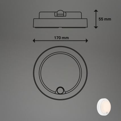 Brilo - LED uzlādējams ārējais sienas gaismeklis ar sensoru LED/4W/5V 4400 mAh IP44 balts