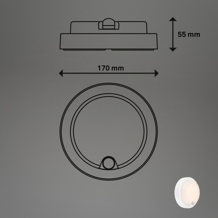 Brilo - LED uzlādējams ārējais sienas gaismeklis ar sensoru LED/4W/5V 4400 mAh IP44 balts