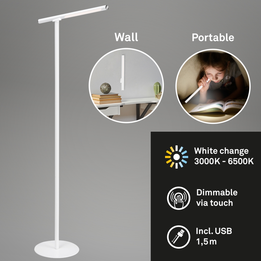 Briloner 1384-016 - LED Aptumšojama skārienvadāma grīdas stāvlampa 2in1 EVERYWHERE LED/2,3W/5V 2000 mAh