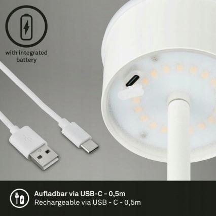 Briloner 1438016 - LED Aptumšojama skārienvadāma grīdas stāvlampa 3in1 LED/3,5W/5V IP44 3000K 38-130 cm balta