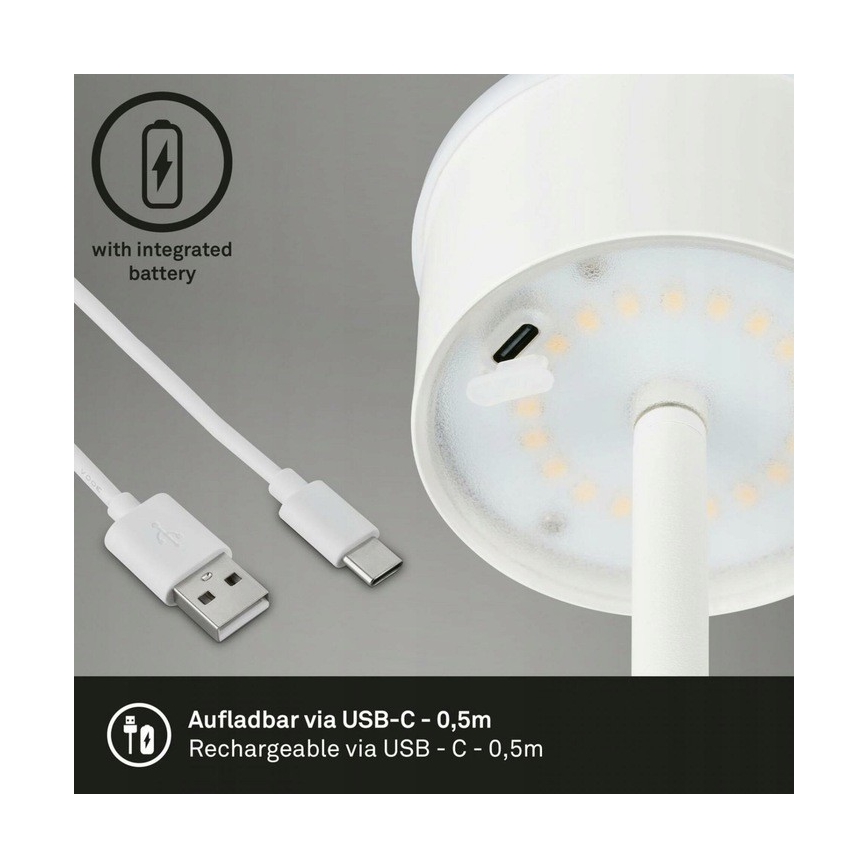 Briloner 1438016 - LED Aptumšojama skārienvadāma grīdas stāvlampa 3in1 LED/3,5W/5V IP44 3000K 38-130 cm balta