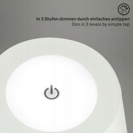 Briloner 1438016 - LED Aptumšojama skārienvadāma grīdas stāvlampa 3in1 LED/3,5W/5V IP44 3000K 38-130 cm balta