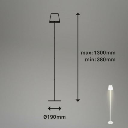 Briloner 1438016 - LED Aptumšojama skārienvadāma grīdas stāvlampa 3in1 LED/3,5W/5V IP44 3000K 38-130 cm balta