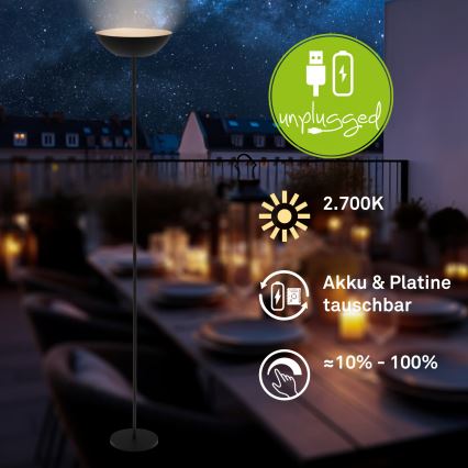 Briloner 1500015 - ESTATE LED grīdas lampa ar regulējamu spilgtumu LED/8W/5V 4000 mAh melna