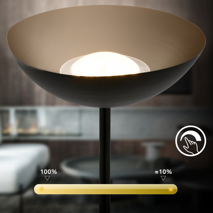 Briloner 1500015 - ESTATE LED grīdas lampa ar regulējamu spilgtumu LED/8W/5V 4000 mAh melna