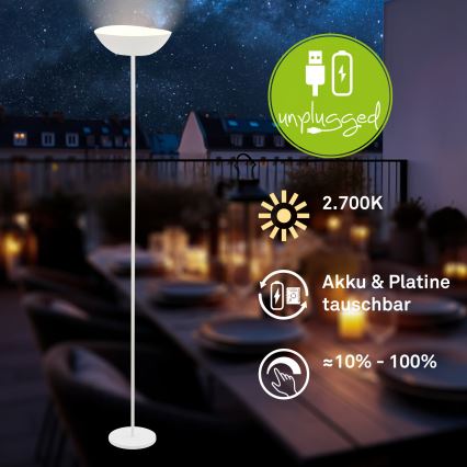 Briloner 1500016 - LED stāvlampa ar regulējamu spilgtumu ESTATE LED/8W/5V 4000 mAh balta