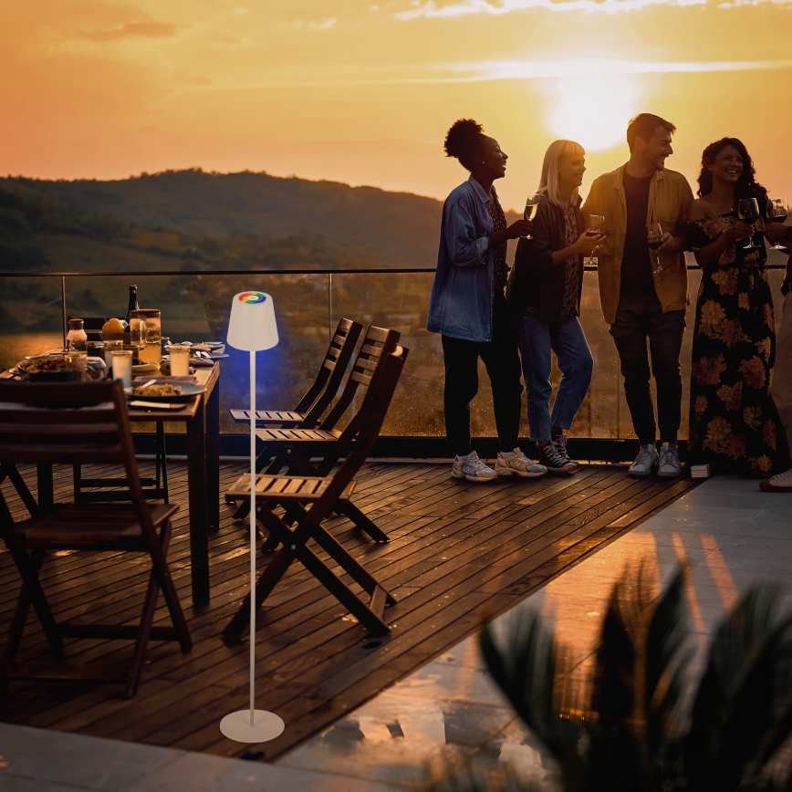 Briloner 1507016 - LED regulējama grīdas lampa KIKI LED/4,3W/5V IP44 2600 mAh balta