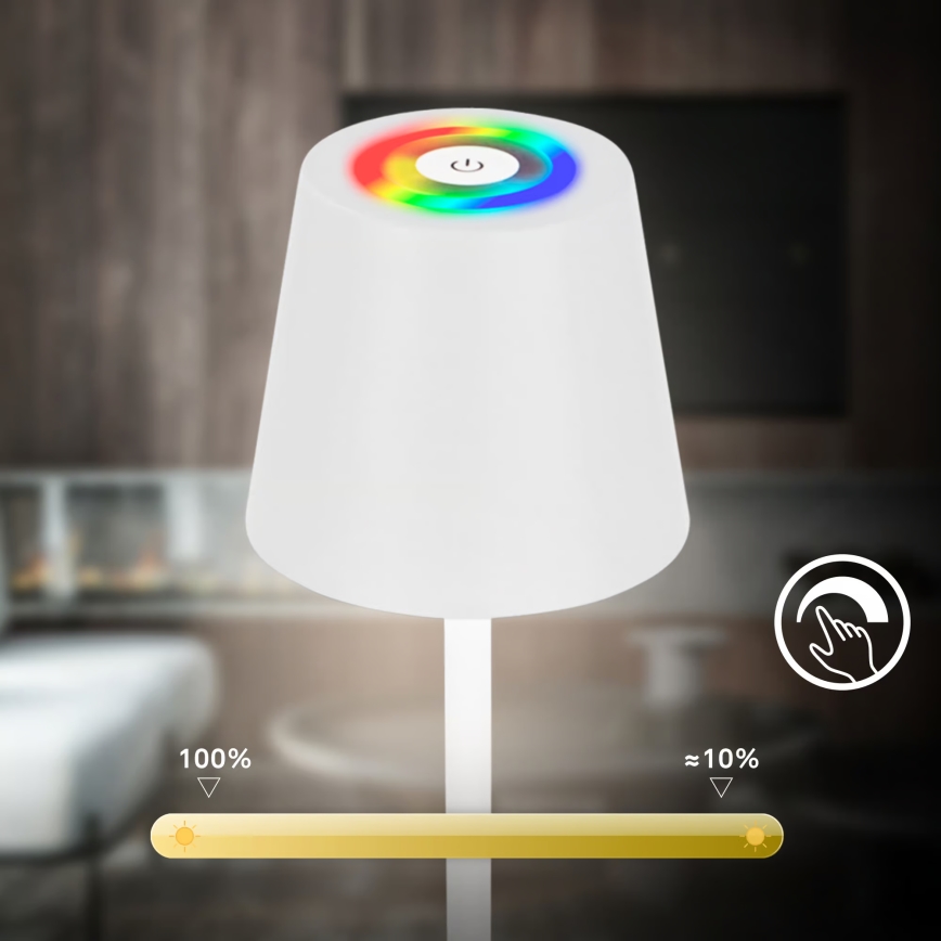 Briloner 1507016 - LED regulējama grīdas lampa KIKI LED/4,3W/5V IP44 2600 mAh balta