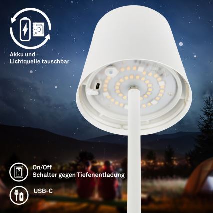 Briloner 1507016 - LED regulējama grīdas lampa KIKI LED/4,3W/5V IP44 2600 mAh balta