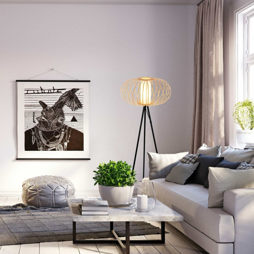 Briloner 1759011 - Grīdas lampa 1xE27/10W/230V bambusa/melna