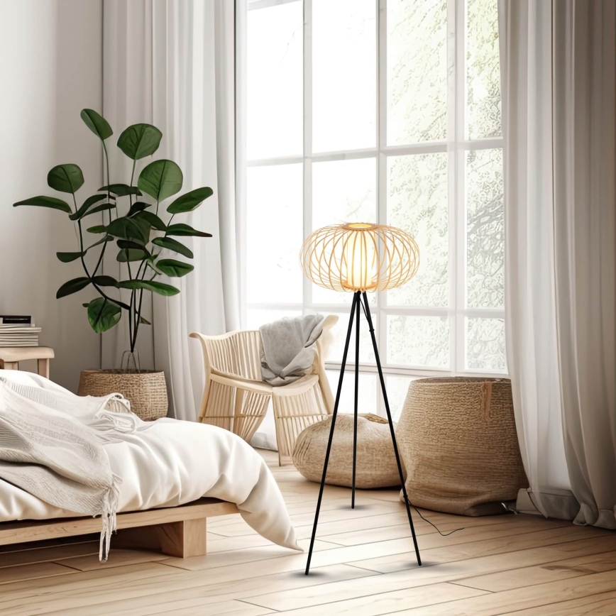 Briloner 1759011 - Grīdas lampa 1xE27/10W/230V bambusa/melna