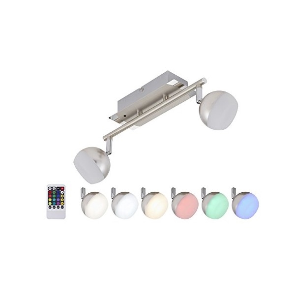 Briloner 2040-022 - LED RGB Aptumšojams starmetis 2xLED/3,3W/230V + tālvadības pults