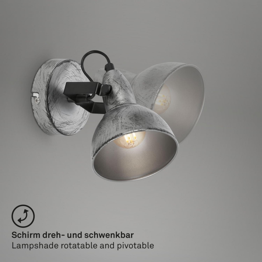 Briloner 2049-014 - Sienas starmetis RETRO 1xE14/40W/230V pelēka
