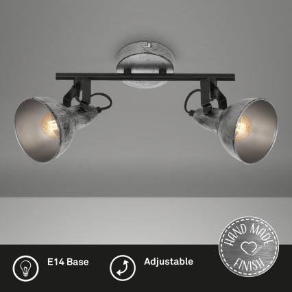 Briloner 2049-024 - Starmetis RETRO 2xE14/40W/230V pelēka