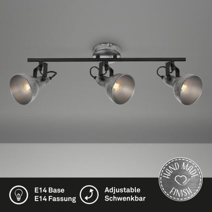 Briloner 2049-034 - Starmetis RETRO 3xE14/40W/230V pelēka