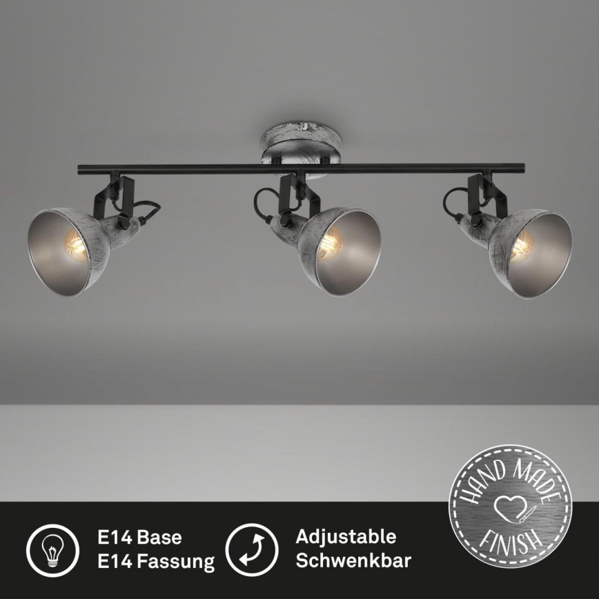 Briloner 2049-034 - Starmetis RETRO 3xE14/40W/230V pelēka