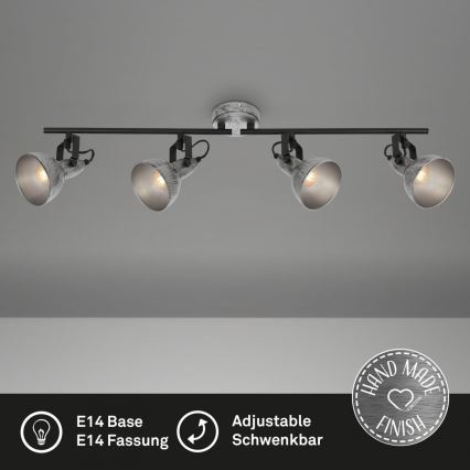 Briloner 2049-044 - Starmetis RETRO 4xE14/40W/230V pelēka