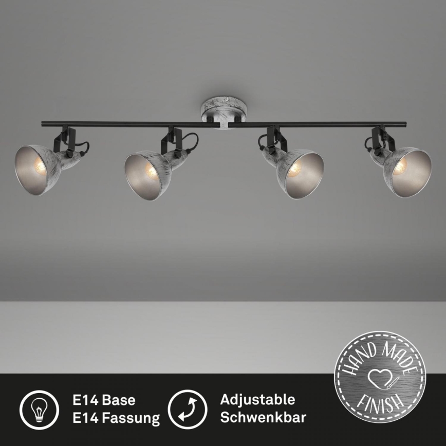 Briloner 2049-044 - Starmetis RETRO 4xE14/40W/230V pelēka