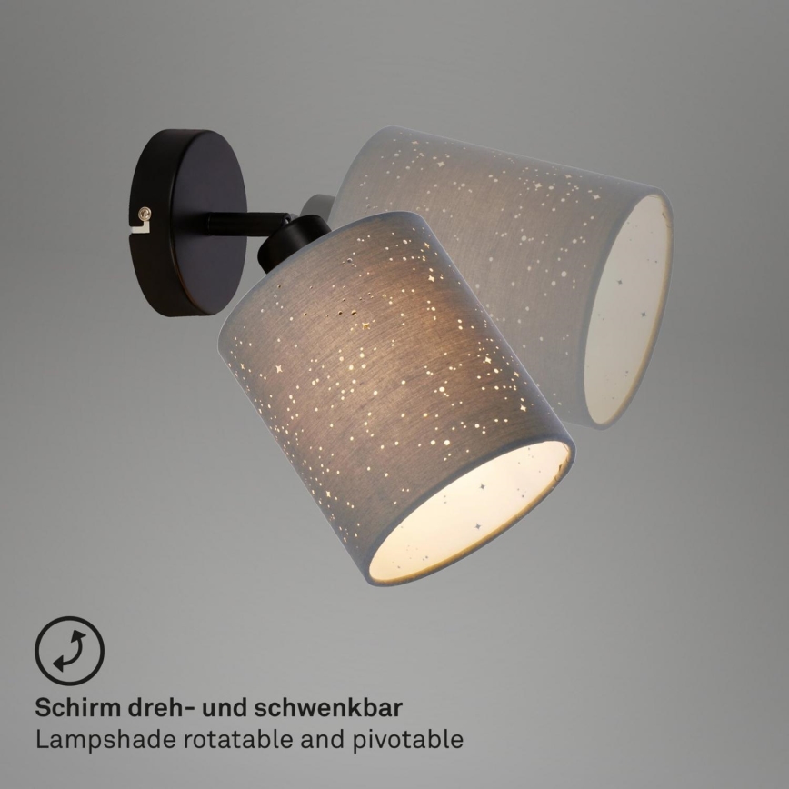 Briloner 2078-014 - Sienas starmetis SPOTLIGHT 1xE27/25W/230V pelēka/melna